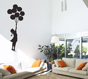 banksy girl with balloons wall sticker