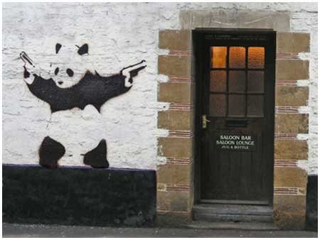 banksy panda stencil art