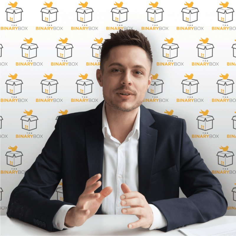 Fabric backdrop with company logo