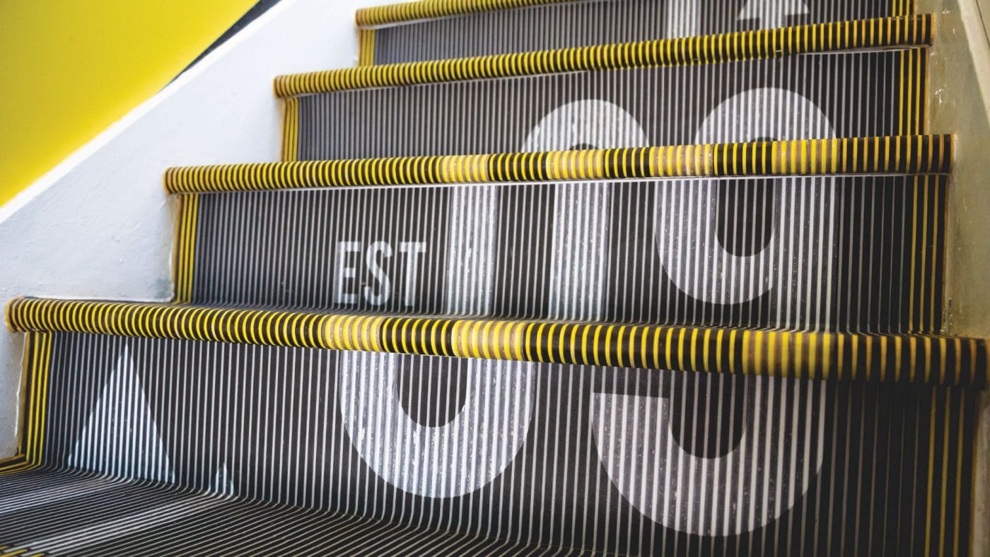 Close View of Stair Graphics mimicking a escalator