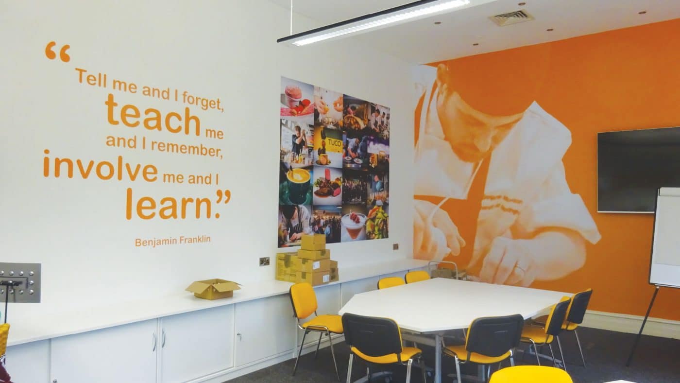 Orange Feature Wall and Quote at TUCO.