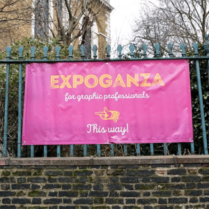 PVC banner with directions