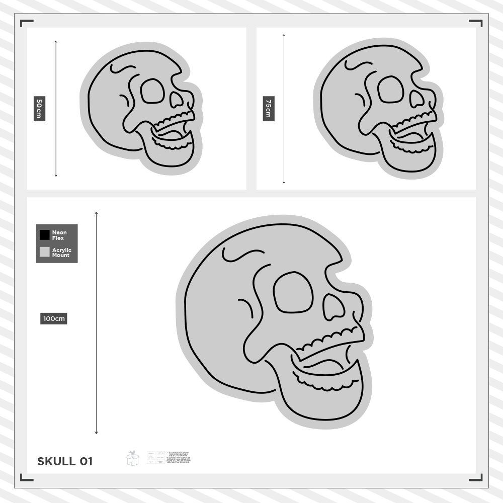 Sizing options for the Laughing Skull neon