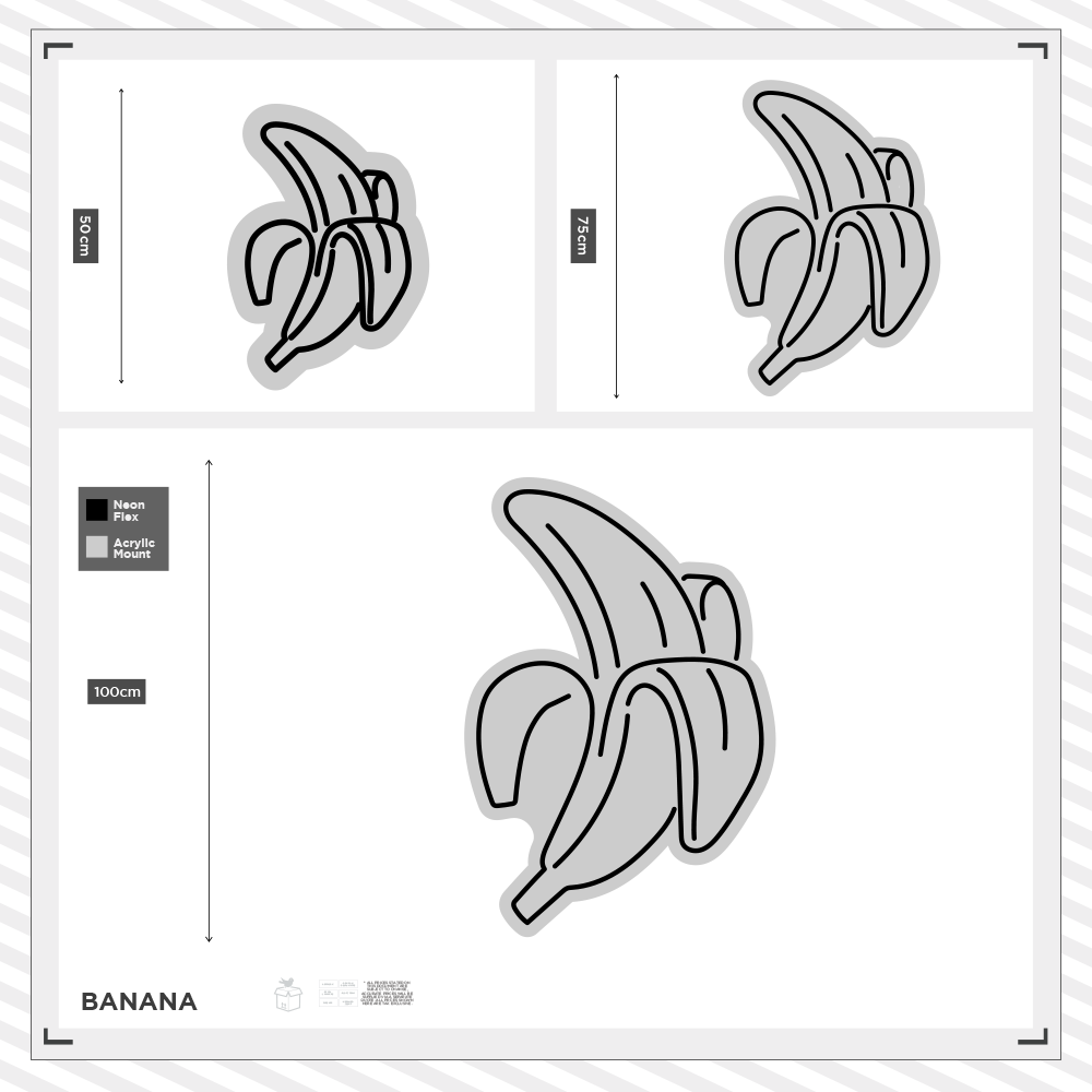 Sizing optiopns for banana neon sign